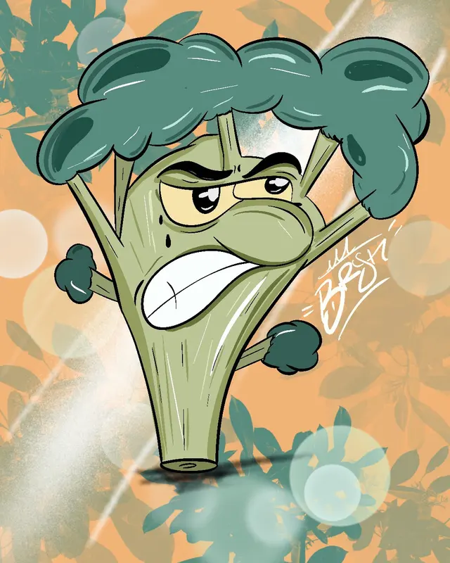 Brócoli enojado sacando pecho