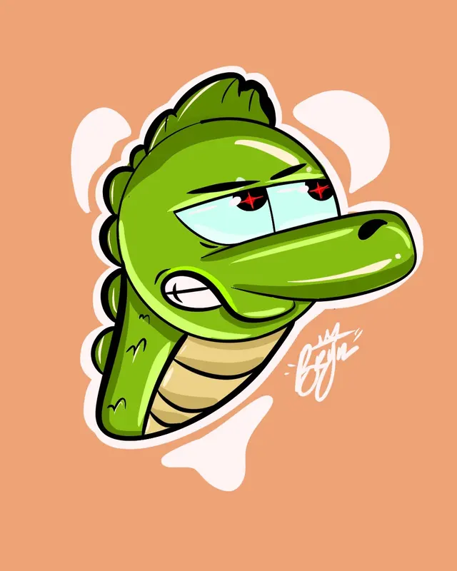 Cocodrilo verde estilo sticker